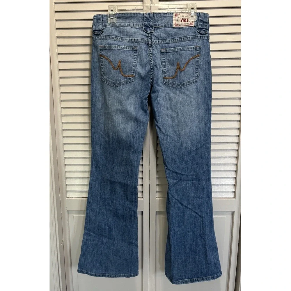 YMI Flare Denim Jeans Size 11 Mid Rise Zip/Button Pockets Light Wash - Picture 4 of 6